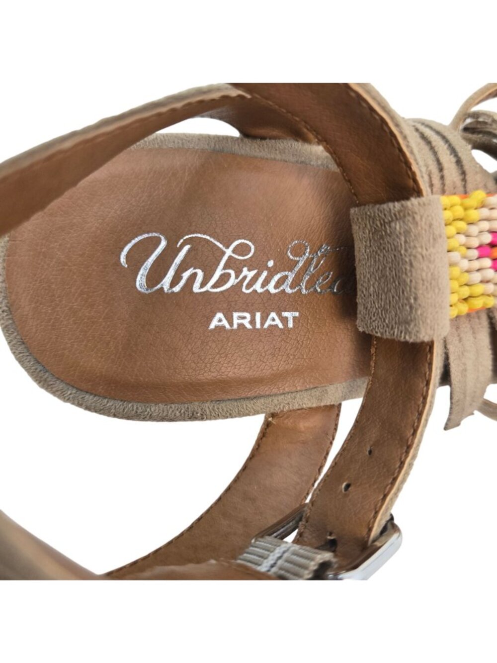 Ariat Unbridled Lolita Wedge Beaded Sandals Size 7.5 - Picture 4 of 10